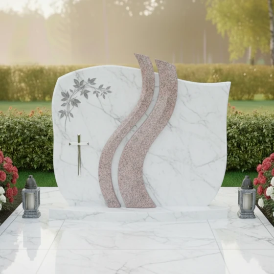 Элитный православный горизонтальный памятник во Владивостоке, мрамор Тассос