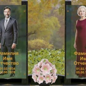 Вертикальный гранитный/стеклянный памятник - П253