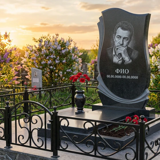 Памятник из базальта в форме арки