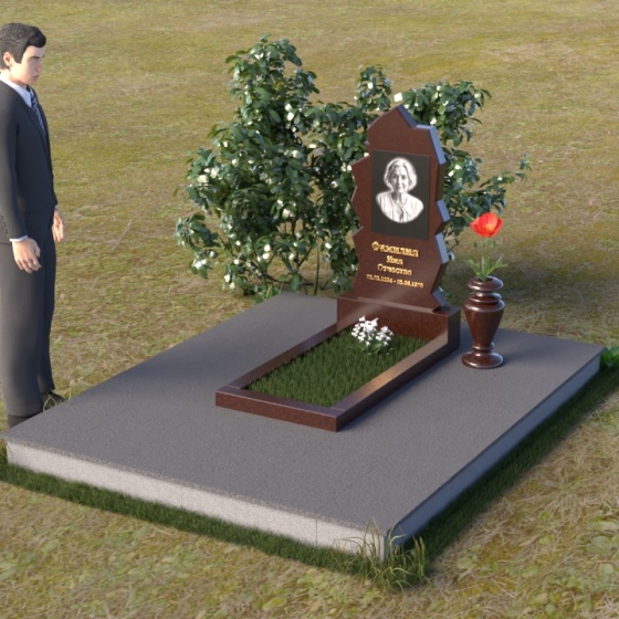 Вертикальный памятник из гранита блю перл во Владивостоке