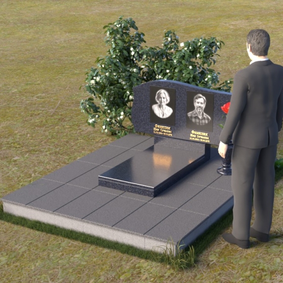 Надгробие с плавной волной и фасками, в Якутске