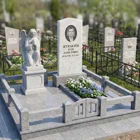 Памятник с ангелом из белого мрамора