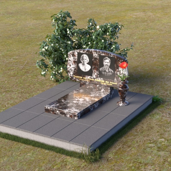 Надгробие гранитное с волнистой верхушкой, полировка, гранит амфиболит