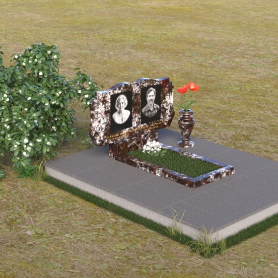 Фигурный памятник — волна из гранита, гранит амфиболит, вид 2