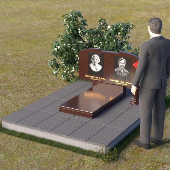 Гранитный горизонтальный памятник для двух персон в Барнауле
