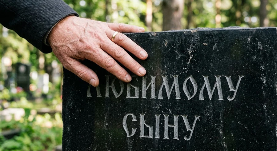 ruka-na-pamyatnike-synu