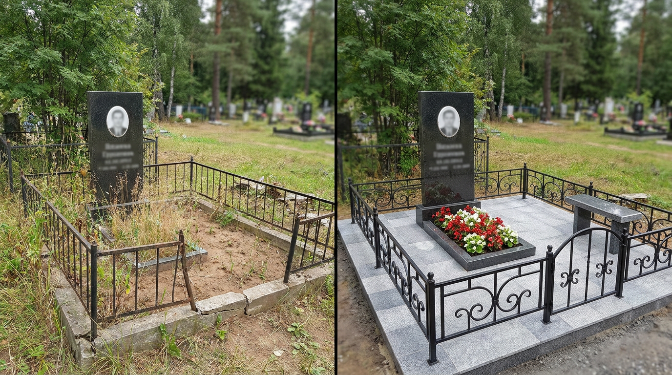 Благоустройство могилы в Рязани — пример 1
